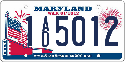MD license plate 1AD5012