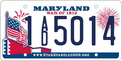 MD license plate 1AD5014