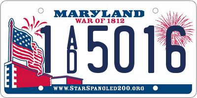 MD license plate 1AD5016