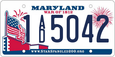 MD license plate 1AD5042