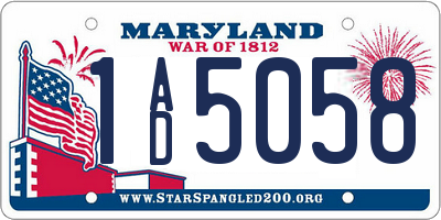 MD license plate 1AD5058