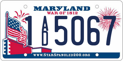 MD license plate 1AD5067