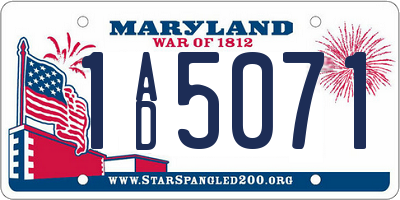 MD license plate 1AD5071