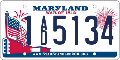MD license plate 1AD5134