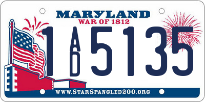 MD license plate 1AD5135