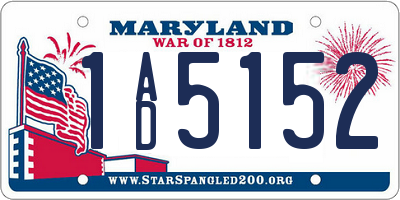 MD license plate 1AD5152