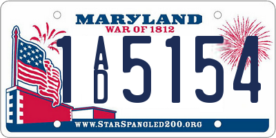 MD license plate 1AD5154