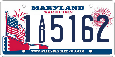 MD license plate 1AD5162