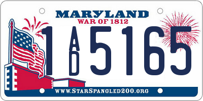 MD license plate 1AD5165