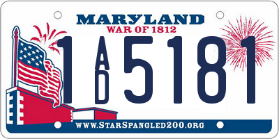 MD license plate 1AD5181