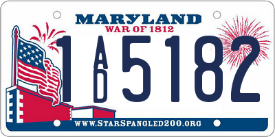 MD license plate 1AD5182