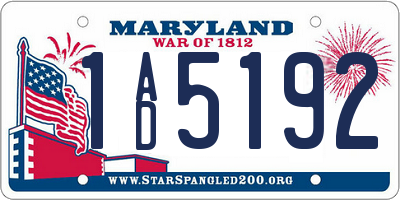 MD license plate 1AD5192