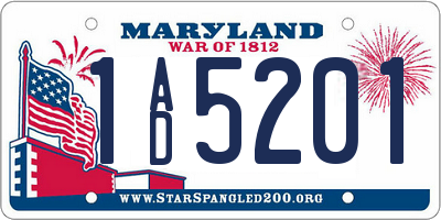 MD license plate 1AD5201