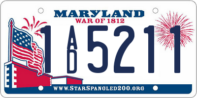 MD license plate 1AD5211