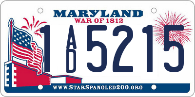 MD license plate 1AD5215