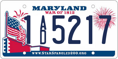 MD license plate 1AD5217