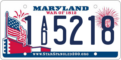 MD license plate 1AD5218