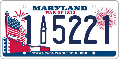 MD license plate 1AD5221