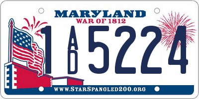 MD license plate 1AD5224