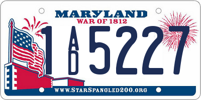 MD license plate 1AD5227