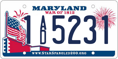 MD license plate 1AD5231