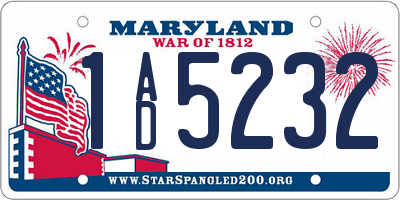 MD license plate 1AD5232
