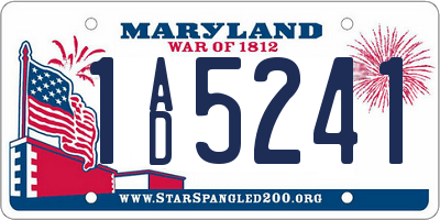 MD license plate 1AD5241
