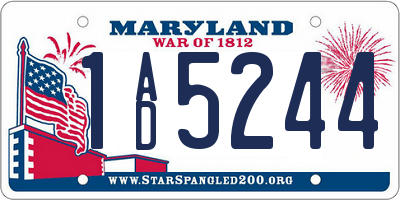 MD license plate 1AD5244