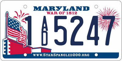 MD license plate 1AD5247