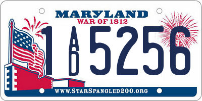 MD license plate 1AD5256