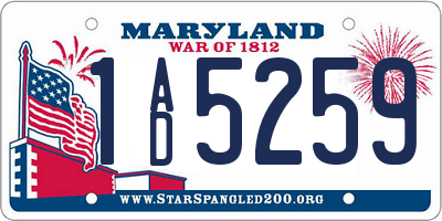 MD license plate 1AD5259