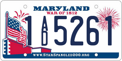 MD license plate 1AD5261