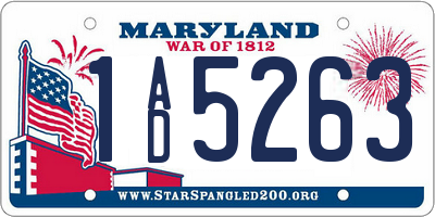 MD license plate 1AD5263