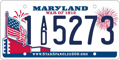 MD license plate 1AD5273