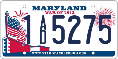 MD license plate 1AD5275