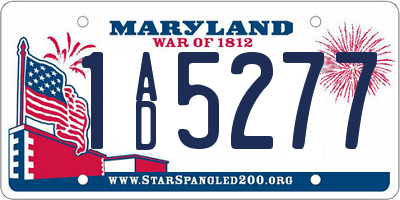 MD license plate 1AD5277