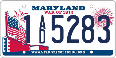MD license plate 1AD5283