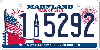 MD license plate 1AD5292