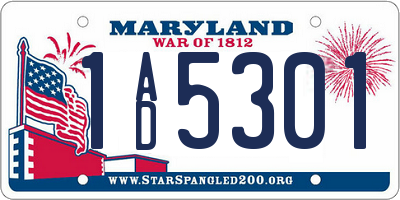 MD license plate 1AD5301