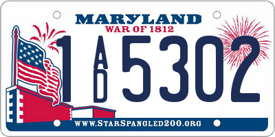 MD license plate 1AD5302
