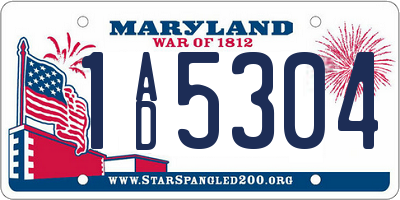 MD license plate 1AD5304
