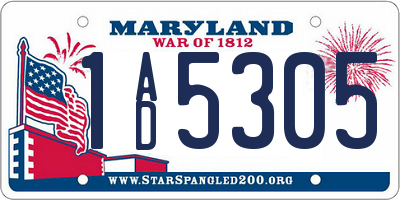MD license plate 1AD5305