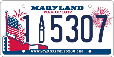 MD license plate 1AD5307