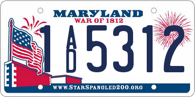 MD license plate 1AD5312