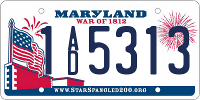 MD license plate 1AD5313