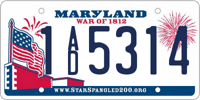 MD license plate 1AD5314