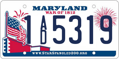 MD license plate 1AD5319