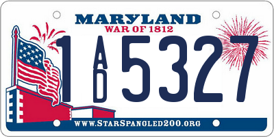 MD license plate 1AD5327