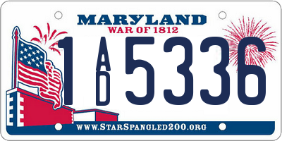 MD license plate 1AD5336