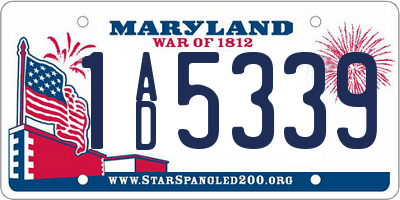 MD license plate 1AD5339